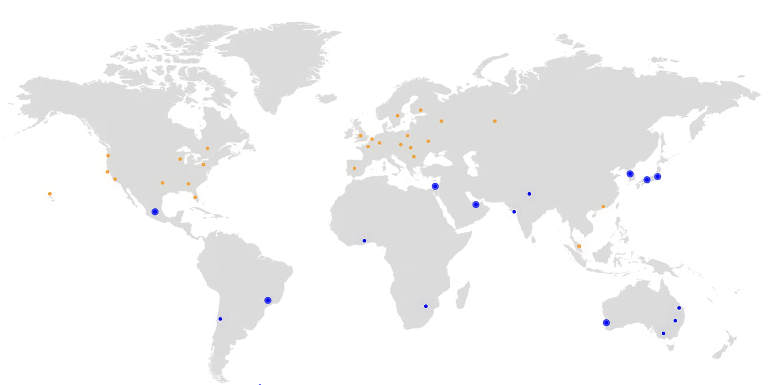 PUSHR CDN edge network map
